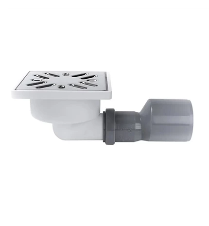 SIFON ZA TUŠ KADU fi 50 HORIZ. INOX REŠETKA 100*100 mm