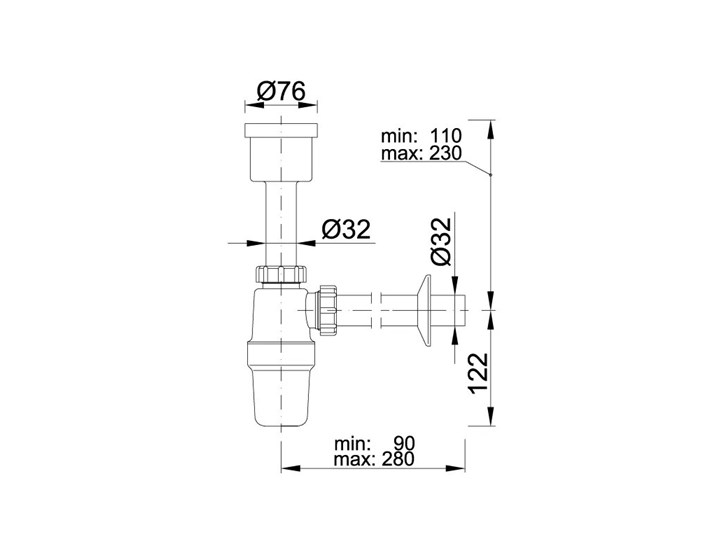 SIFON ZA PISOAR 32 mm RAVNI