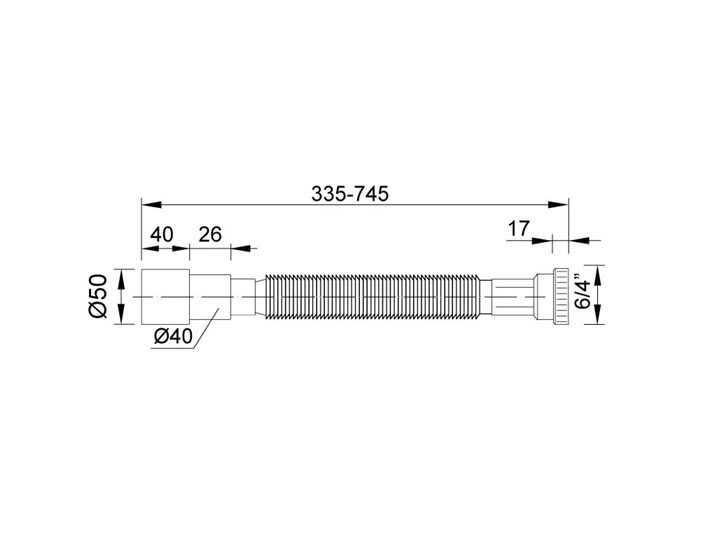CIJEV FLEXIBILNA 6/4 fi 40-50 L=900 RAVNA
