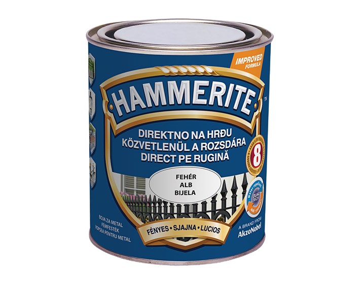 BOJA ZAVRŠNA ZA METAL HAMMERITE LAK BIJELI SJAJNI MAX 0,75/1