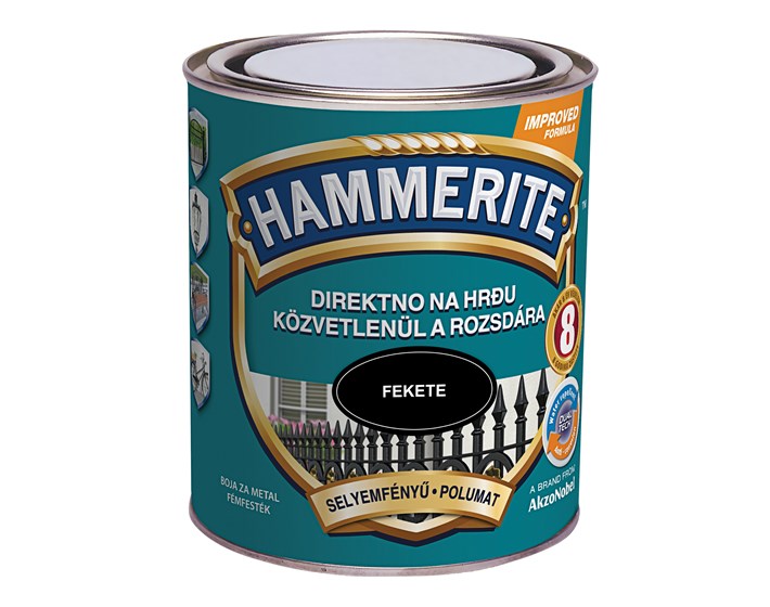 BOJA ZAVRŠNA ZA METAL HAMMERITE LAK CRNI POLUMAT  MAX 0,75/1