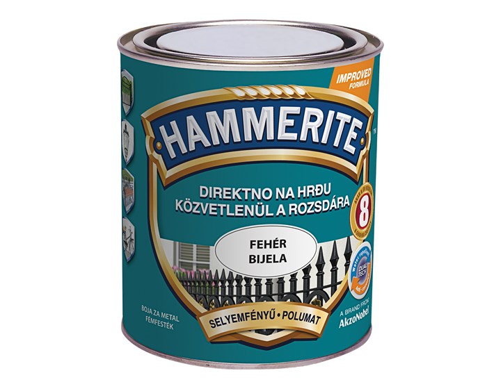 BOJA ZAVRŠNA ZA METAL HAMMERITE LAK BIJELI POLUMAT MAX 0,75/1