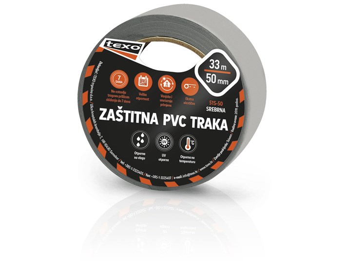 TRAKA ZAŠTITNA PVC 50mmx33m SREBRNA