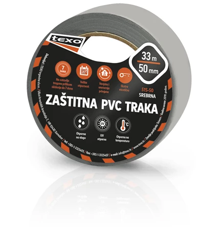 TRAKA ZAŠTITNA PVC 50mmx33m SREBRNA