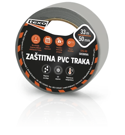 TRAKA ZAŠTITNA PVC 50mmx33m SREBRNA