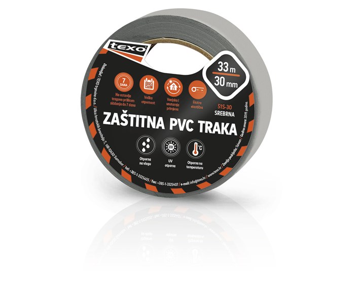 TRAKA ZAŠTITNA PVC 30mmx33m SREBRNA