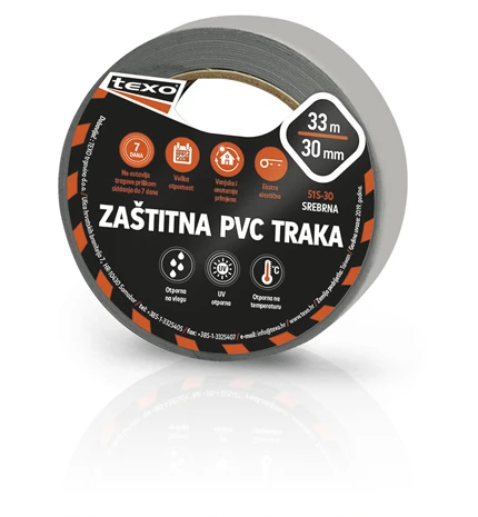 TRAKA ZAŠTITNA PVC 30mmx33m SREBRNA