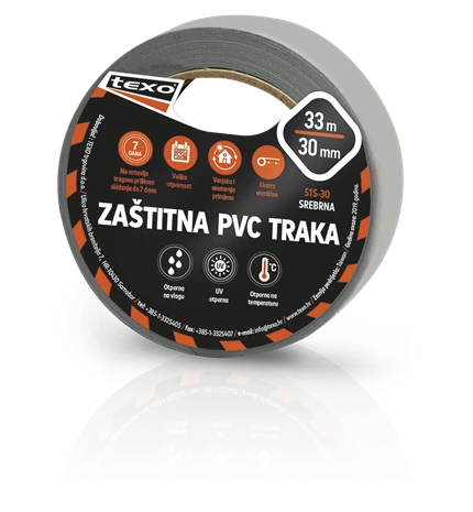 TRAKA ZAŠTITNA PVC 30mmx33m SREBRNA