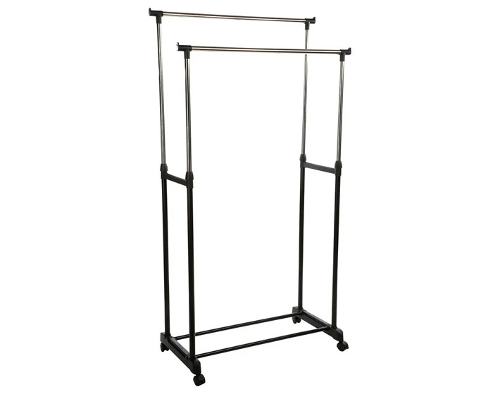 VJEŠALICA ZA ODJEĆU POMIČNA DUPLA 80x42x170cm INOX CRNA