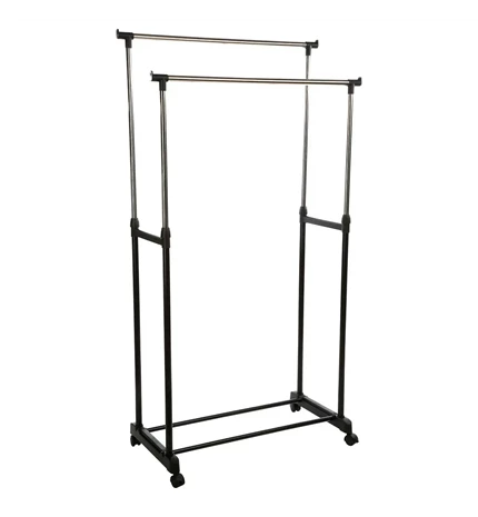 VJEŠALICA ZA ODJEĆU POMIČNA DUPLA 80x42x170cm INOX CRNA