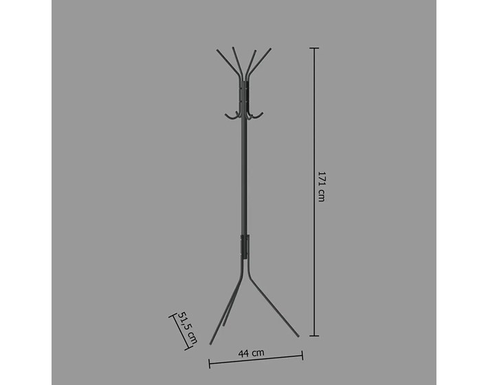 VJEŠALICA SAMOSTOJEĆA 8 KUKICA 54x45x176cm METAL CRNA