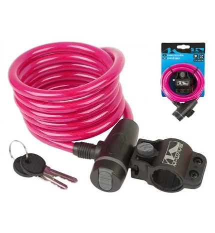 LOKOT ZA BICIKL "M-WAVE" SAJLA SPIRALNI KLJUČ/ PINK