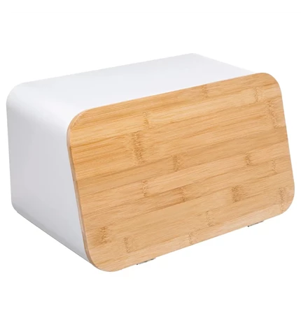KUTIJA ZA KRUH S DASKOM ZA REZANJE MODERN 37X22.5X23.5CM METAL BIJELA