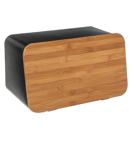 KUTIJA ZA KRUH S DASKOM ZA REZANJE MODERN  37X22.5X23.5CM METAL CRNA
