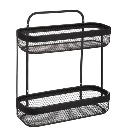 POLICA DVOSTRUKA ZIDNA MECHE 30.7X12X34.5CM METAL CRNA