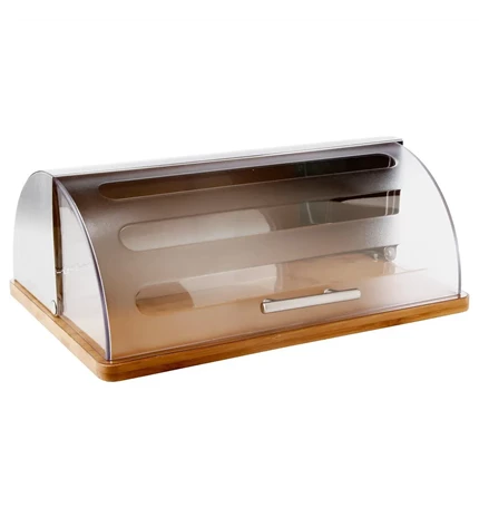 KUTIJA ZA KRUH 39X26.5X15.5CM BAMBUS PS PROZIRNA