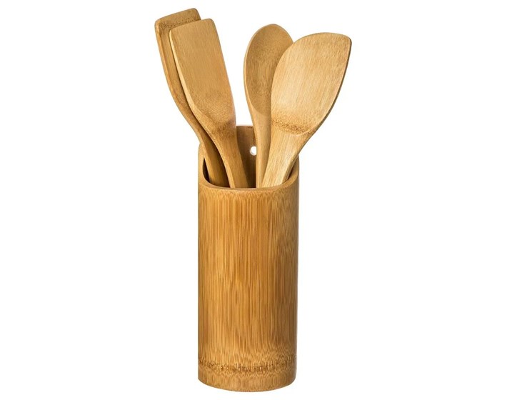 DRŽAČ KUHINJSKIH POTREPŠTINA + 4 KUHAČE D.8X32.2CM BAMBUS