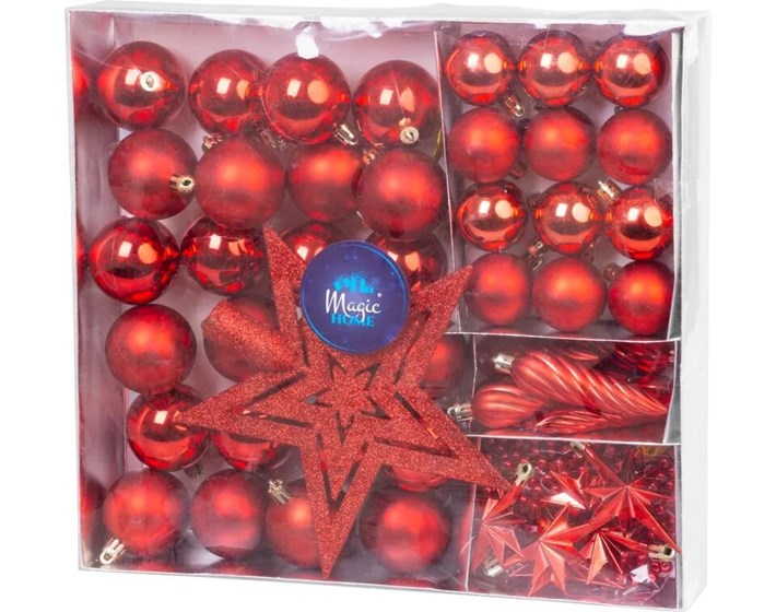 KUGLICE BOŽIĆNE SET 50/1 CRVENE 4-5 cm