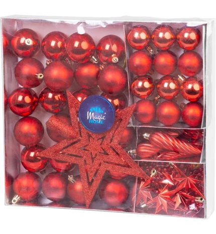 KUGLICE BOŽIĆNE SET 50/1 CRVENE 4-5 cm