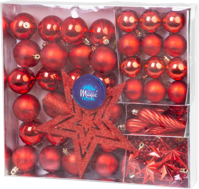 KUGLICE BOŽIĆNE SET 50/1 CRVENE 4-5 cm