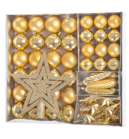 KUGLICE BOŽIĆNE SET 50/1 ZLATNE 4-5 cm