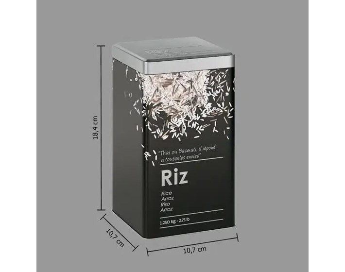 KUTIJA ZA RIŽU EMBOSSED 3D 10,7x18,4 cm METAL CRNA