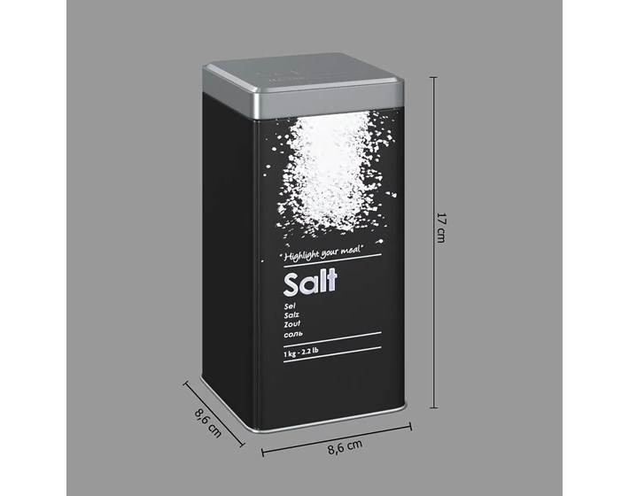 KUTIJA ZA SOL EMBOSSED 3D 8,6x17 cm METAL CRNA