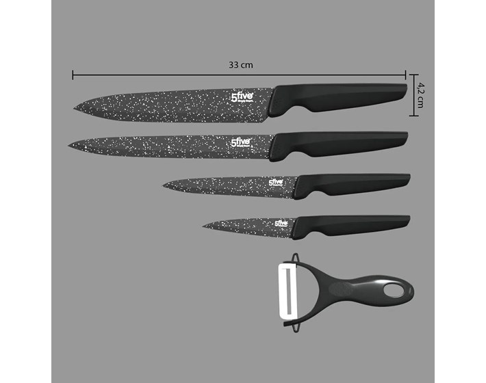 NOŽEVI 5/1 BASIC INOX PP CRNI