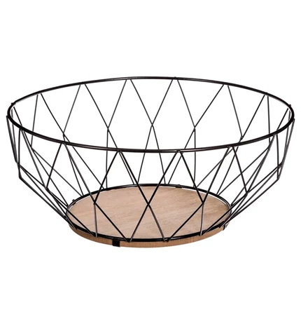 KOŠARA ZA VOĆE DIAMOND 28x11.5 cm METAL MDF CRNA