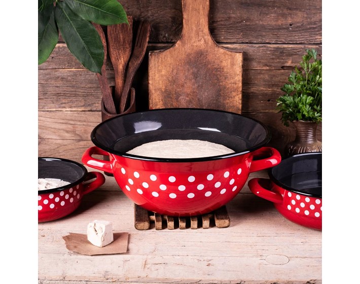 POSUDA EMAJLIRANA VANGLA RED DOT 28 cm/5 L
