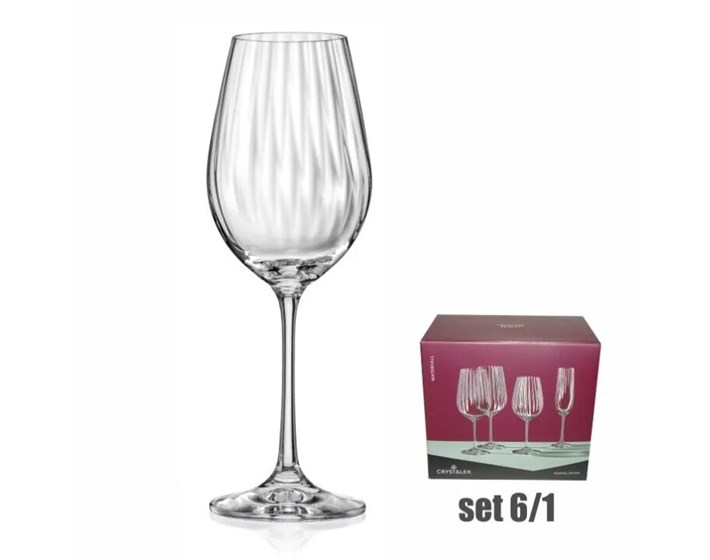 SET ČAŠA ZA VINO KRISTAL WATERFALL 6/1 350 ml