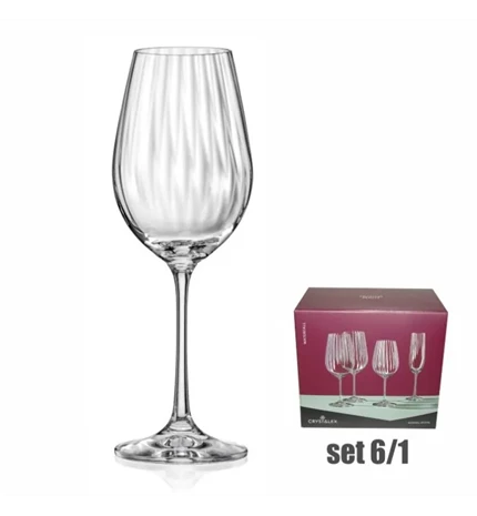 SET ČAŠA ZA VINO KRISTAL WATERFALL 6/1 350 ml