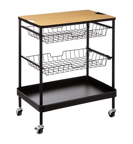 KOLICA KUHINJSKA S RADNOM PLOČOM 60,5x40,5x79,5 cm INOX CRNA