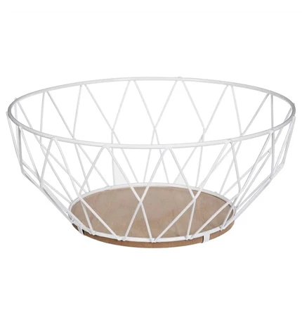 KOŠARA ZA VOĆE DIAMOND 28x11,5 cm METAL MDF BIJELA