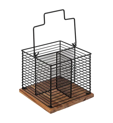 ORGANIZATOR ZA KUHINJSKI PRIBOR 18,5x18,5x29 cm METAL/ACACIA