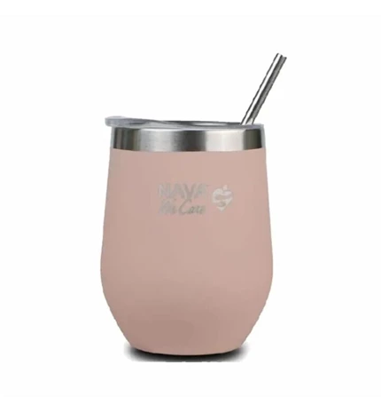 TERMOS ŠALICA SA SLAMKOM INOX ROZA 360 mL