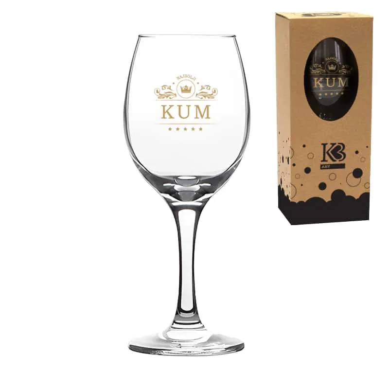 ČAŠA ZA VINO S TISKOM 370 ml "Najbolji kum"