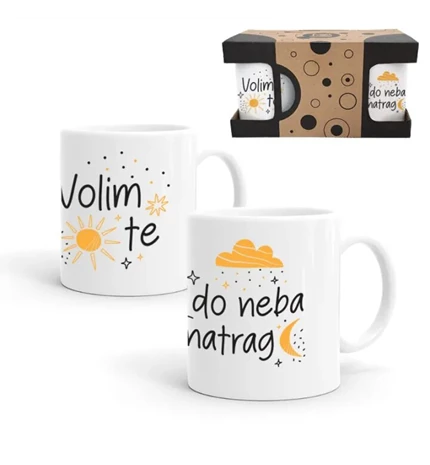 SET ŠALICE KERAMIČKE S TISKOM 2/1 -Volim te do neba i natrag