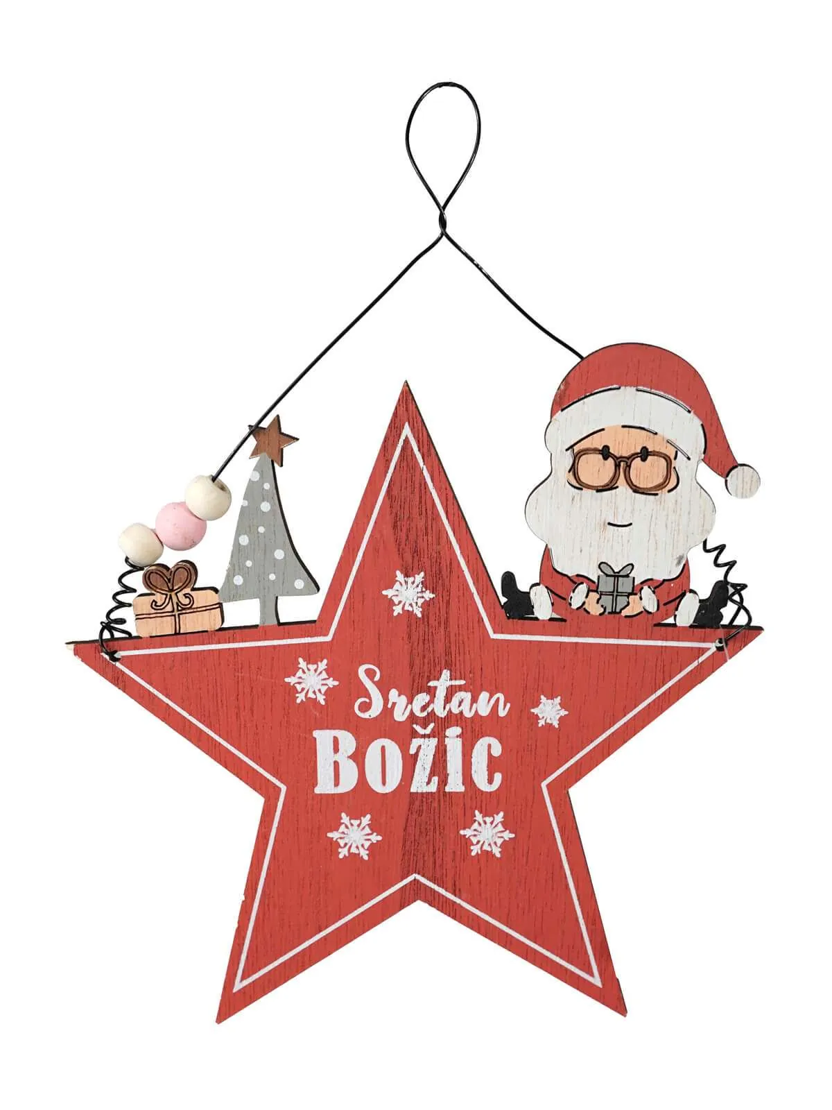 DEKORACIJA DRVENA ZA BOR - "SRETAN BOŽIĆ"