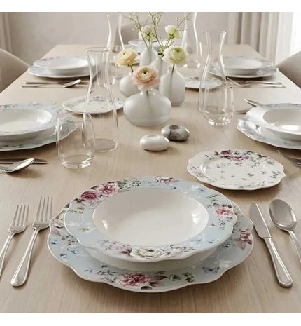 SERVIS ZA JELO 18/1 PORCULAN - VALOVITI RUB - FLORAL ROSE