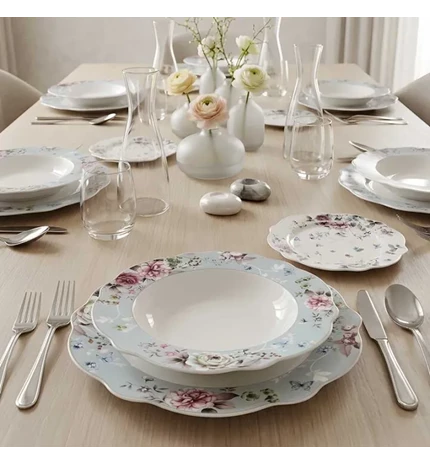 SERVIS ZA JELO 18/1 PORCULAN - VALOVITI RUB - FLORAL ROSE