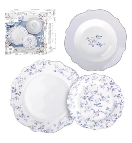 SERVIS ZA JELO 18/1 PORCULAN - VALOVITI RUB - FLORAL BLUE