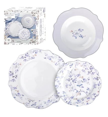 SERVIS ZA JELO 18/1 PORCULAN - VALOVITI RUB - FLORAL BLUE