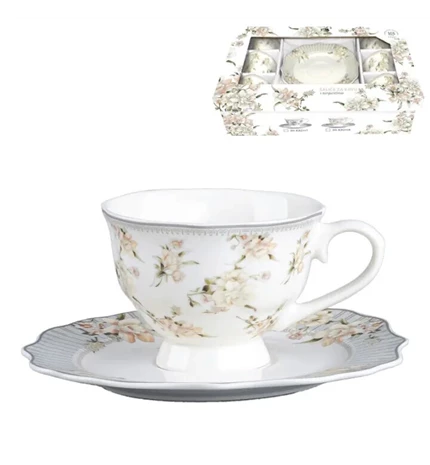 SET ŠALICE ZA KAVU 12/1 PORCULAN 220 mL FLORAL GRAY