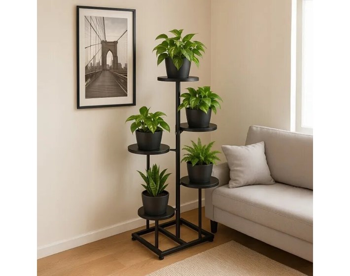 STALAK ZA CVIJEĆE 5 POLICA 47 x 47 x 80 cm CRNI *1364