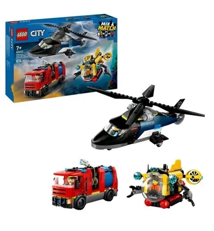 LEGO CITY HELIKOPTER, VATROGASNI KAMION I PODMORNICA