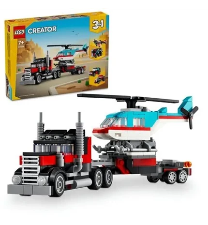 LEGO CREATOR KAMION S RAVNOM PRIKOLICOM I HELIKOPTER