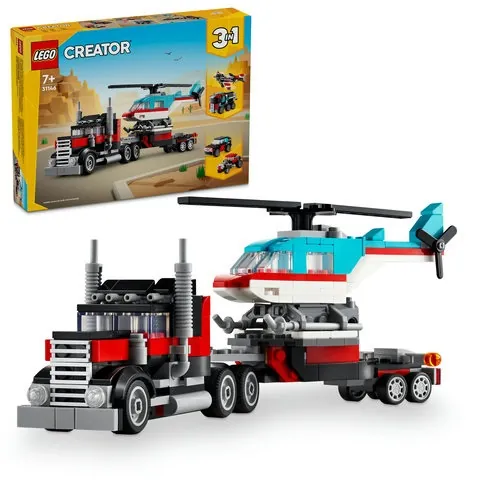 LEGO CREATOR KAMION S RAVNOM PRIKOLICOM I HELIKOPTER