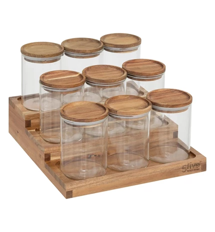 SET STAKLENKI ZA ZAČINE SA STALKOM HARMONY, 23x24x15 cm STAKLO/SMEĐI 9/1
