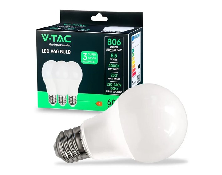 ŽARULJA LED V-TAC E27 8,5W 4000K SET 3/1